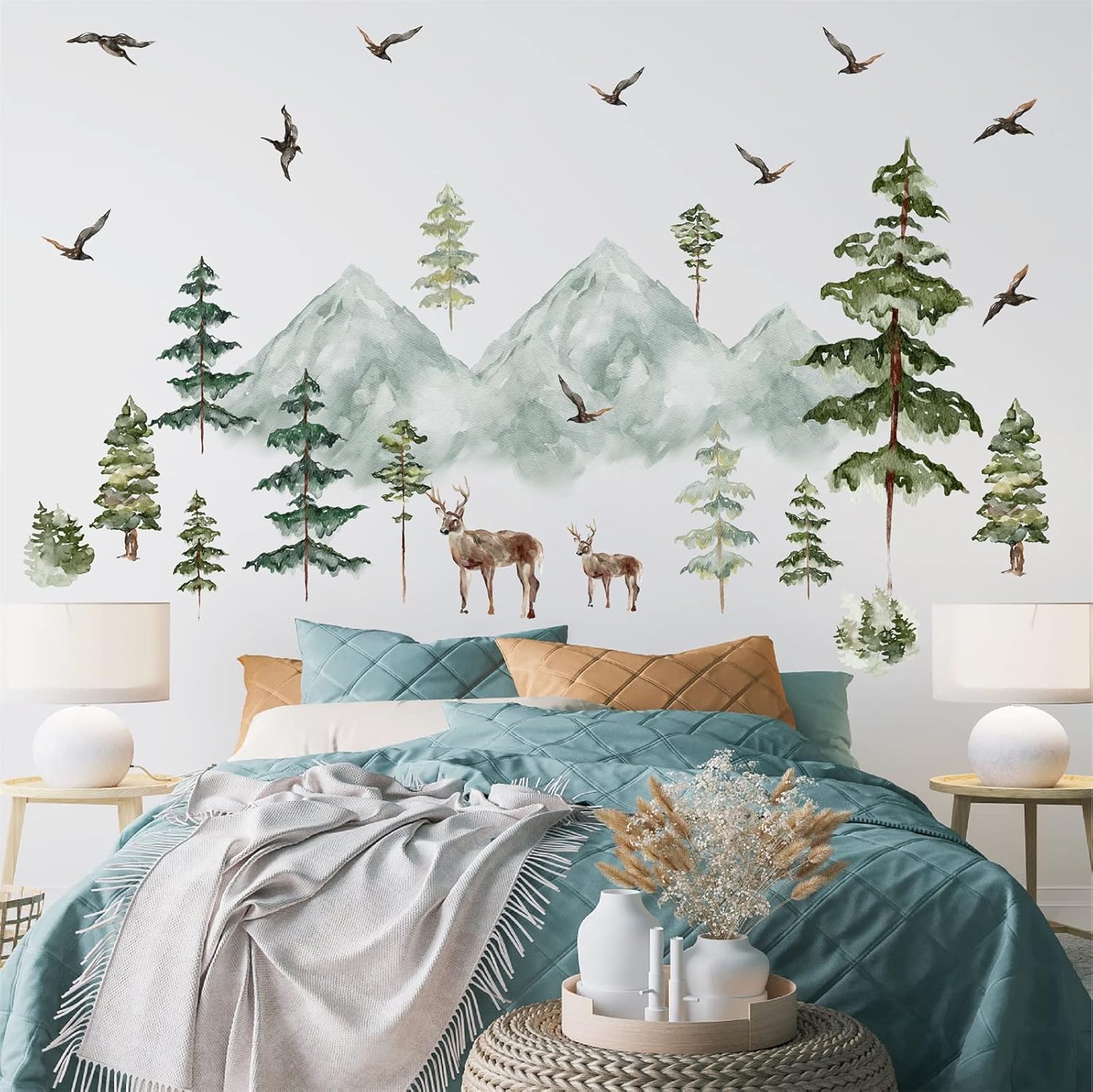 Mountain Tree Wall Decals Peel and Stick Large Pine Tree Wall Decals