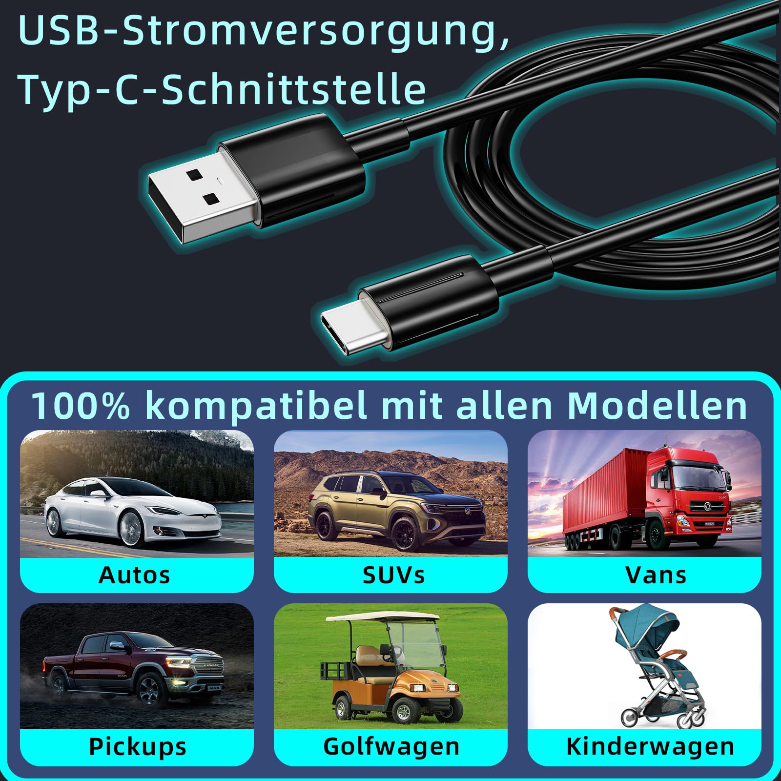 Auto Clip Ventilator mit Akku,USB C Aufladbar Leise Fan Portable Klein Klemmventilator,360° Verstellbar 3 Stufen Stark Autositz Lüfter für Car, SUV, PKW, LKW, Wohnmobil, Pickup, Van(Gelb)