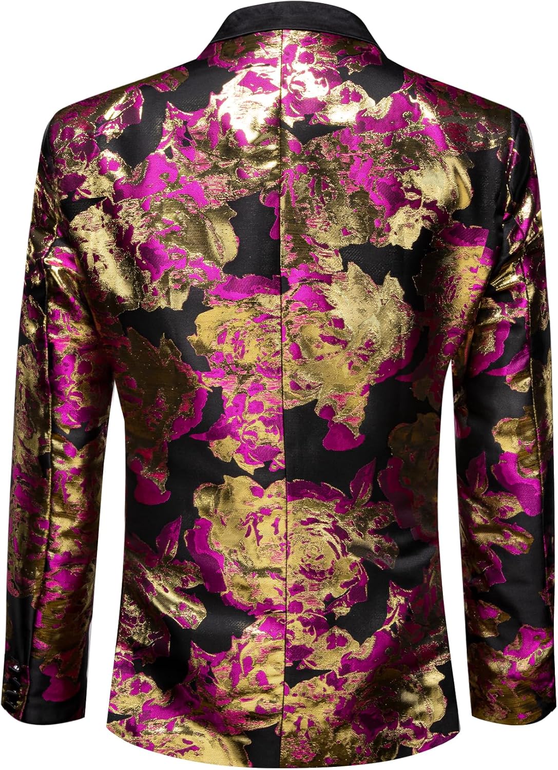 Barry.Wang Mens Flowers Blazer Suit Jacket Floral Jacquard Notched Lapel Tuxedo Casual Sport Coat Disco Prom Wedding Party - Image 5