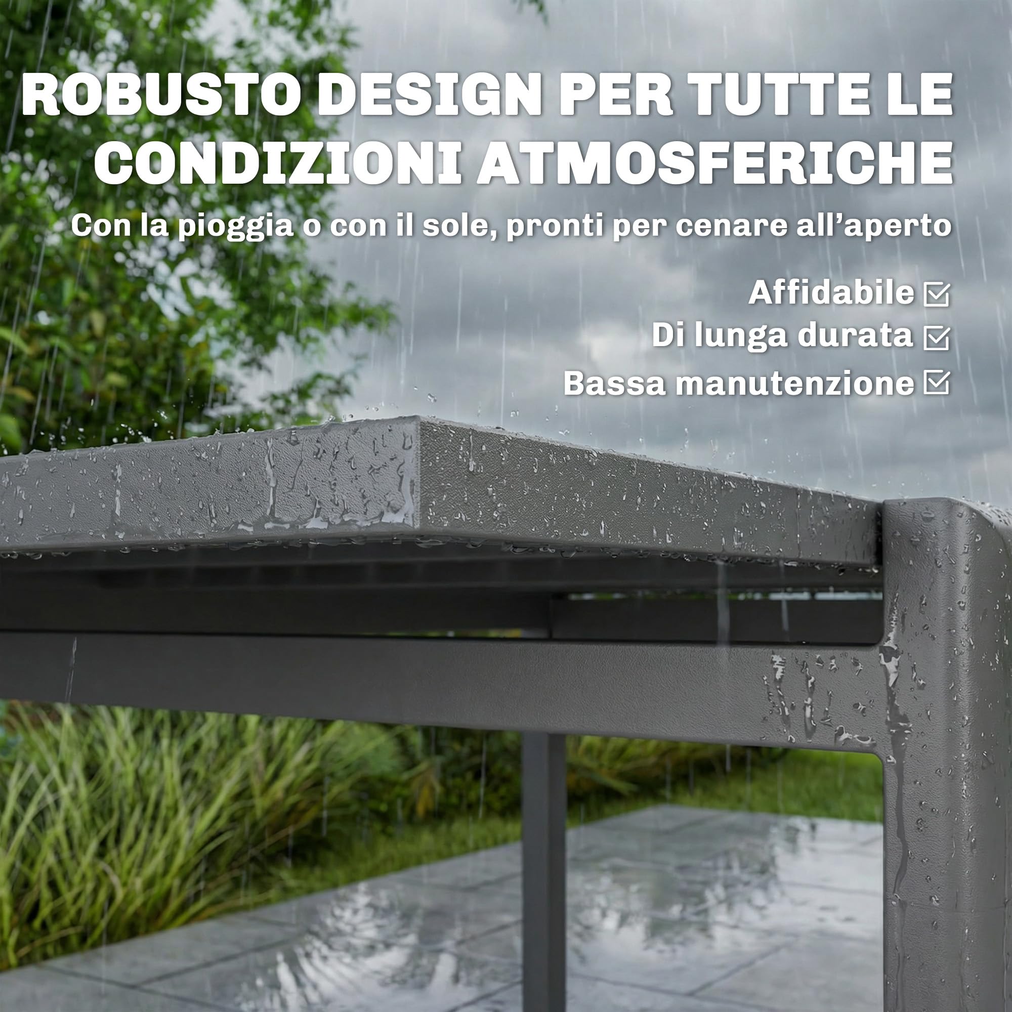 Outsunny Tavolo da Giardino Allungabile per 6-8 Persone Grigio Scuro | in Alluminio, Tavolo da Pranzo Estensibile Rettangolare 110-170 cm, Piano a Doghe, da Esterno, Patio Terrazzo Balcone