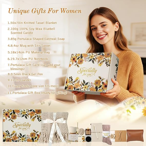 Get Well Gifts Box for Women Self Care Gift - Birthday Gifts for Women Mom Friend, Get Well Soon Gift Baskets for Women Care Package, Thinking of You Thank You Appreciation Gifts for Her Teacher