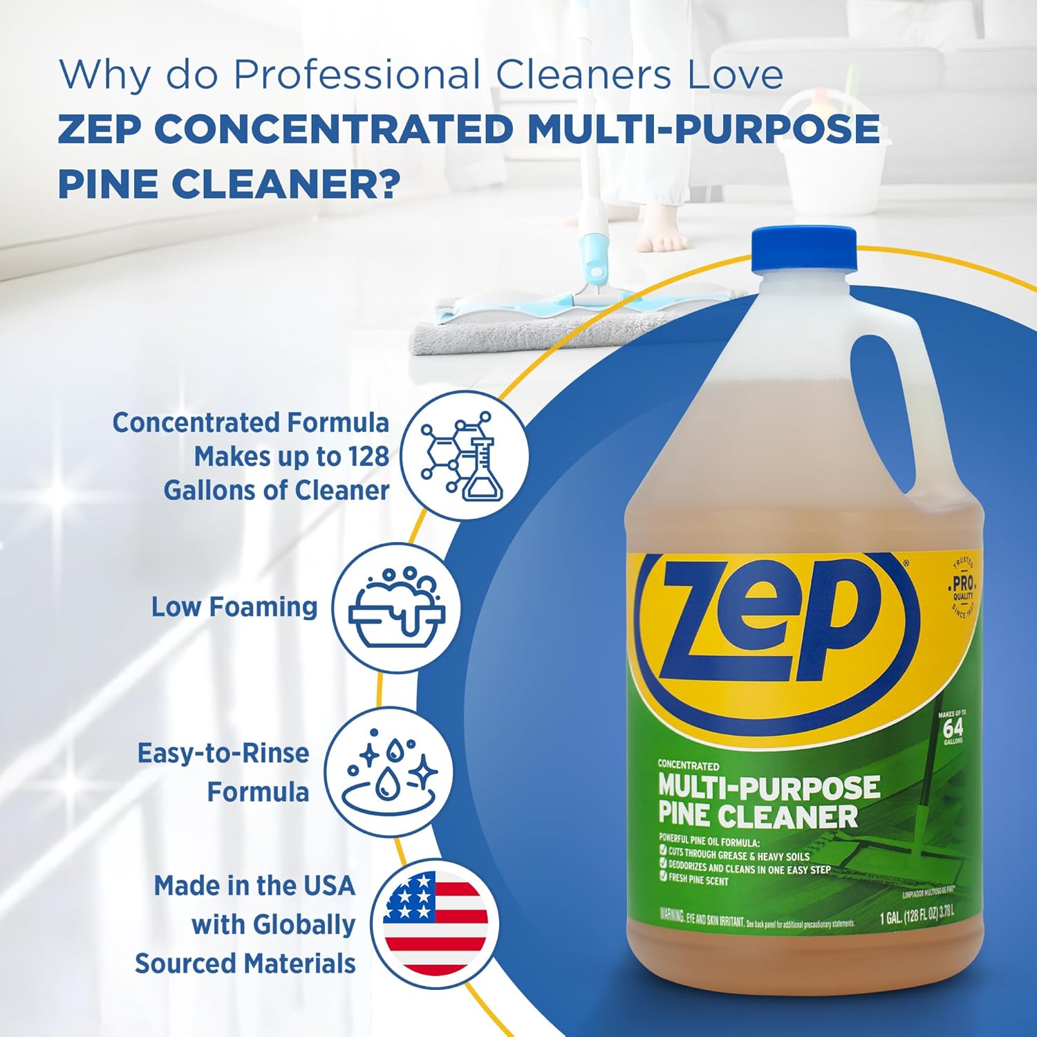 Zep Concentrated Multi-Purpose Pine Cleaner – Cut Grease & Deodorize in One Step – 1 Gallon E-Z Fill Sprayer 2-Pack – Bundle