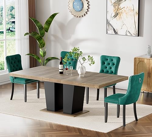 Miniatura 14 de SSLine Juego de mesas de comedor extensibles de 94.5 pulgadas para 6 personas, juego de mesa de comedor de 7 piezas, modernas mesas de cocina Blanco