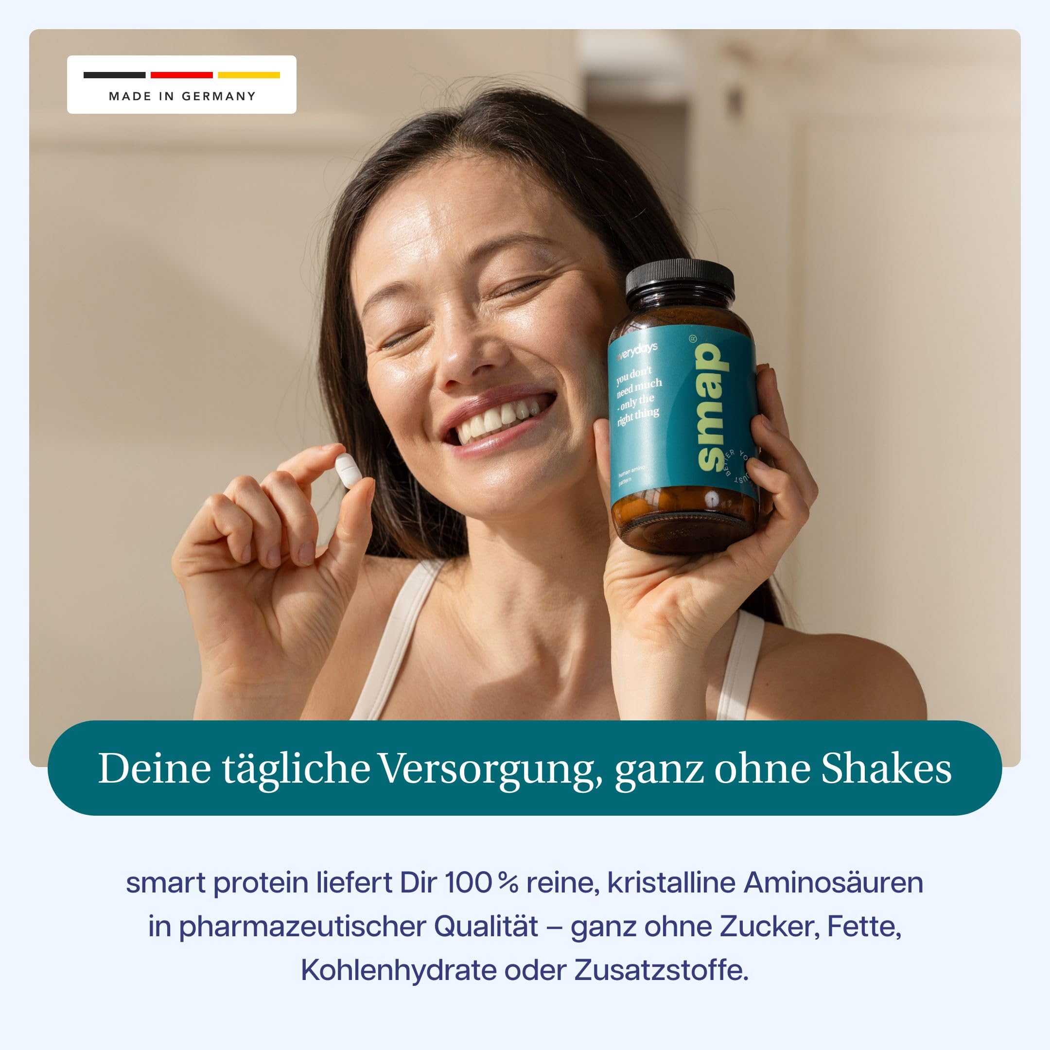 everydays – smap® Tabletten – 100% reiner Aminosäuren Komplex hochdosiert – vegan & in Deutschland hergestellt – kristalline Aminosäuren gewonnen aus Fermentation (180 Tabletten)
