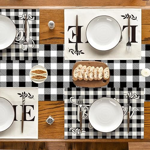 Miniatura 2 de Artoid Mode Love Family Together Home - Juego de 4 manteles individuales a cuadros para mesa de comedor, 12 x 18 pulgadas, vintage, Acción de