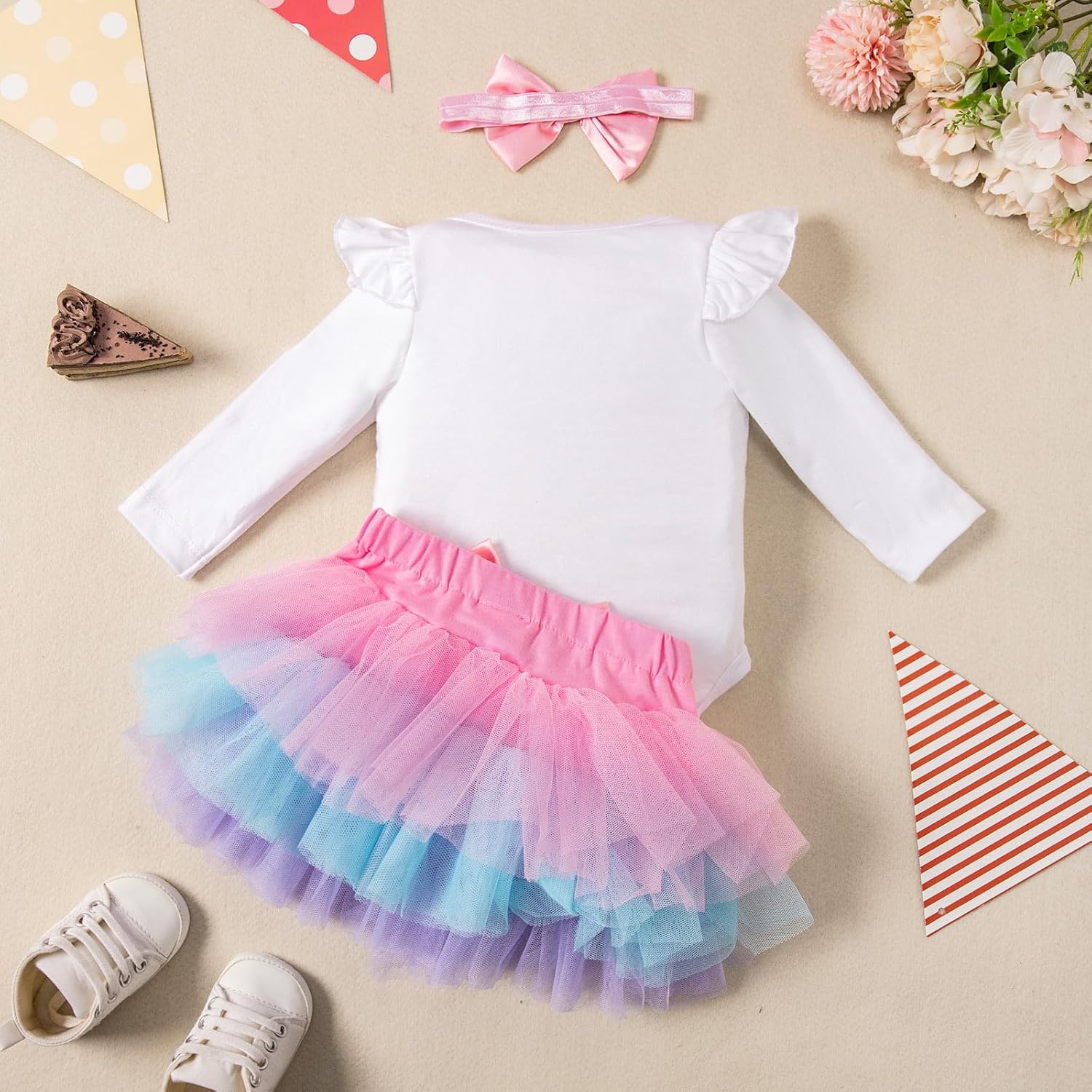 Winmany Baby Girl 1st Birthday TuTu Skirt Set Long Sleeve Romper First Birthday Smash Cake Outfits Party Dress Set - Image 3