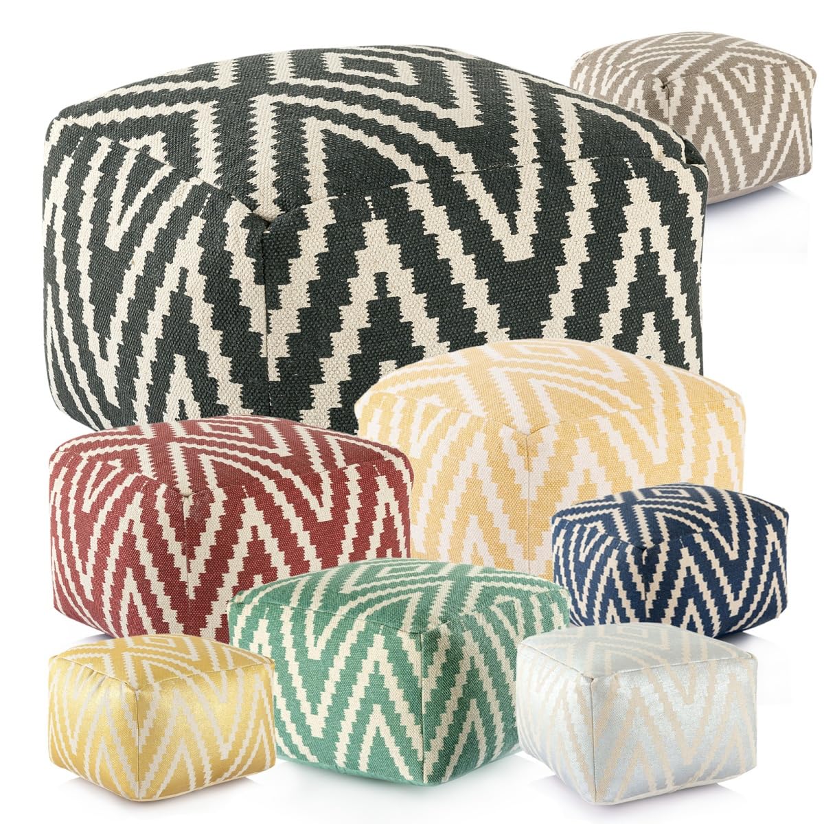 Kelim Sitzwürfel 50x50 H35cm Pouf Fußhocker Sitzhocker Bodenkissen Fußschemel Farbe schwarz