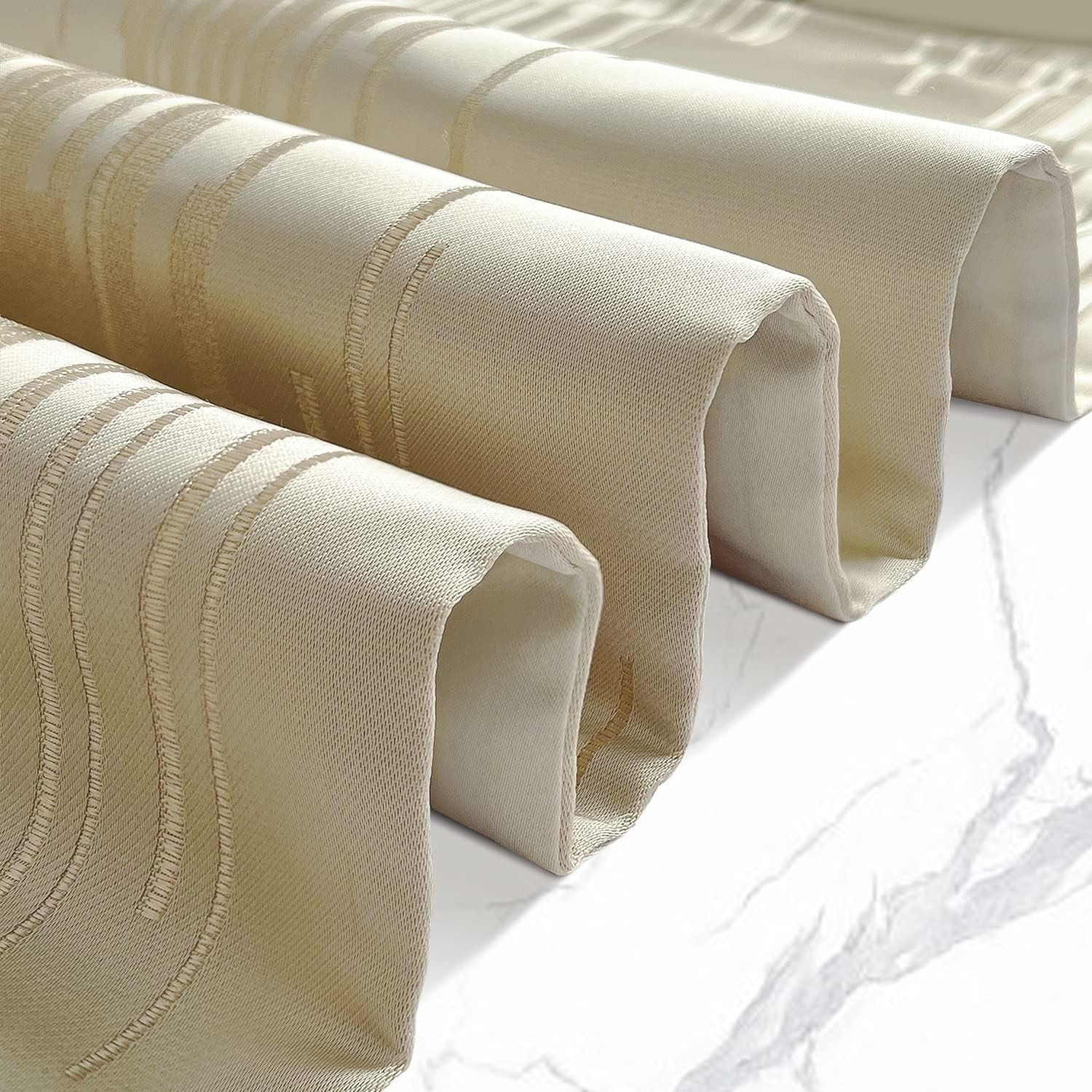 Beige Table Runner 98 Inches Long Abstract Lines Geometric Table Runners with Ring Stylish Tassels for Living Room Bedroom Holidays Events Dinner Dresser Art Decor