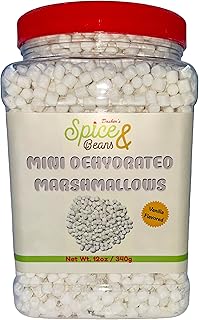 Vanilla Mini Dehydrated Marshmallows | Ice Cream Topping & Dessert Decoration | by Dasher's Spice & Beans | 12 oz. Resealable Jar