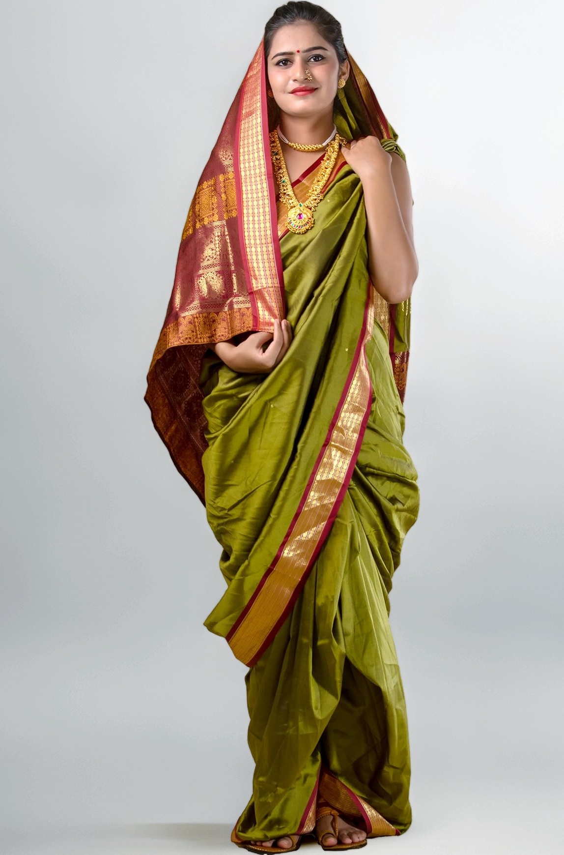 KALAPURI Women's Ready To Wear Nauwari Pink Color Silk Saree | Without Blouse Piece | For Festivals, Ocassions & Parties