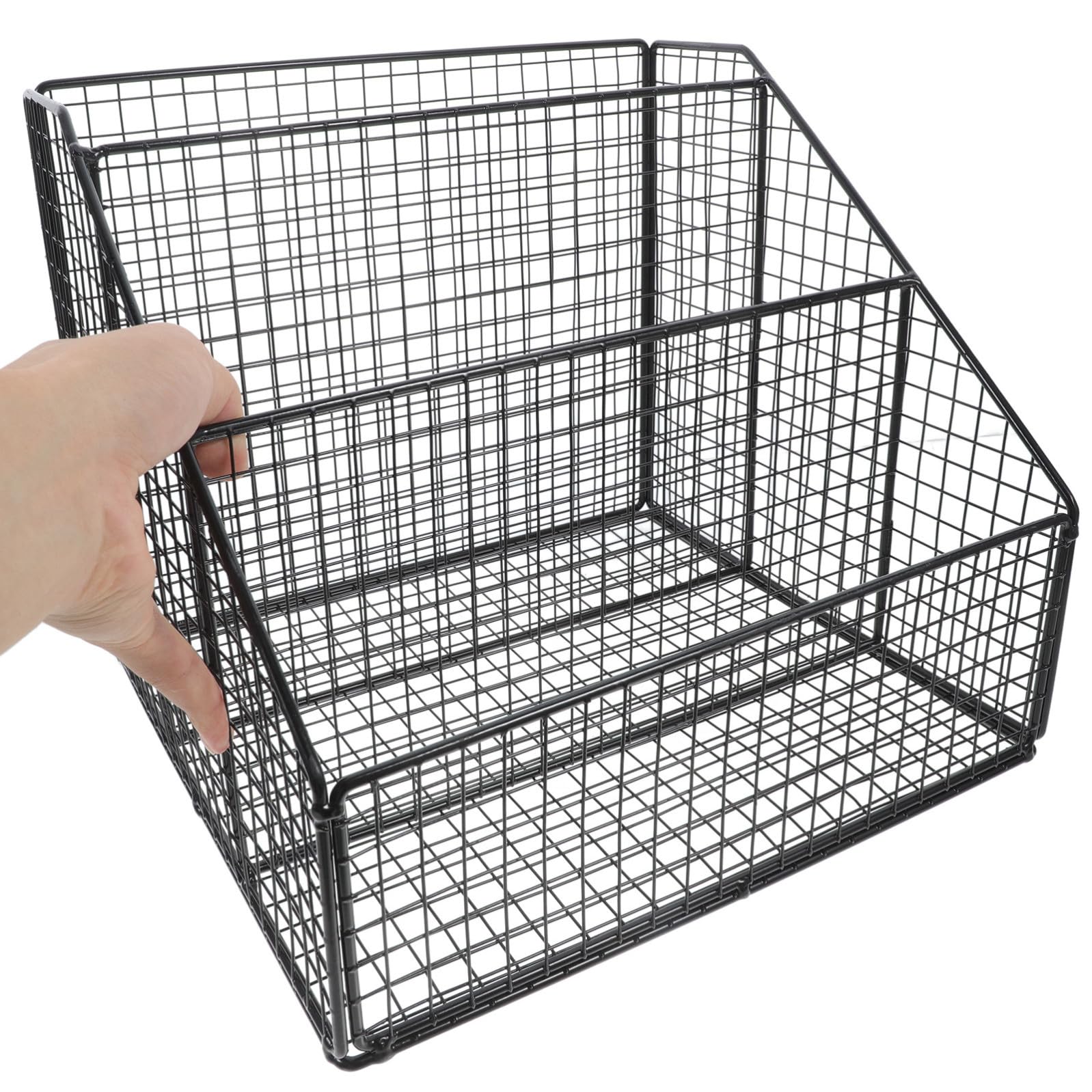 Scaffale per Libri da Scrivania in Ferro Nero Contemporaneo, Grande Capacità e Organizzatore per Documenti, per Ufficio e Soggiorno