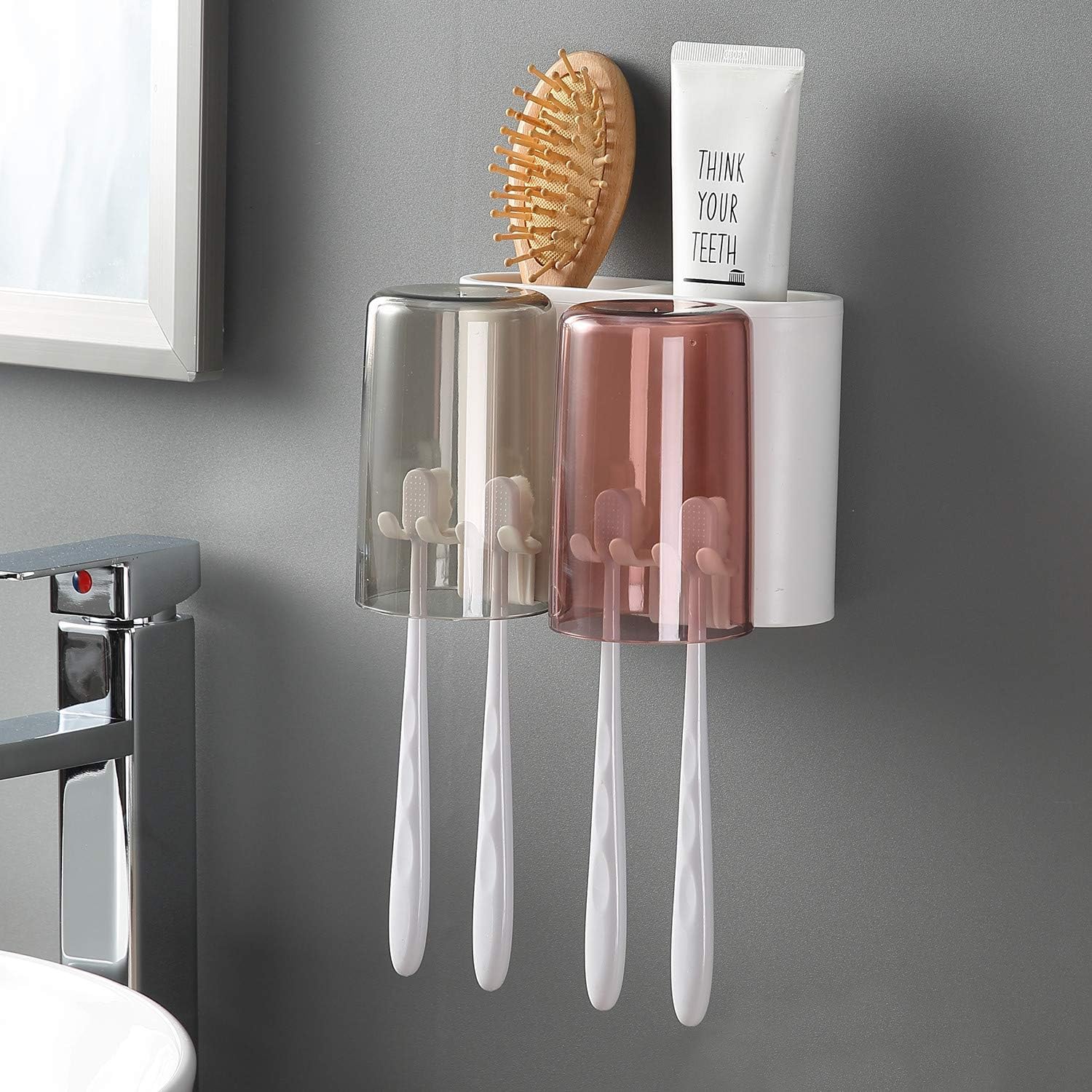 Amazon.com: iHave Toothbrush Holders for Bathrooms, 2 Cups Toothbrush ...