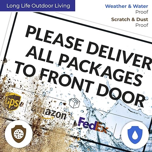 Vista 639 de Cartel de entrega del paquete, letrero de instrucciones de entrega, 10 x 7 pulgadas, aluminio 040 libre de óxido, resistente a la decoloración