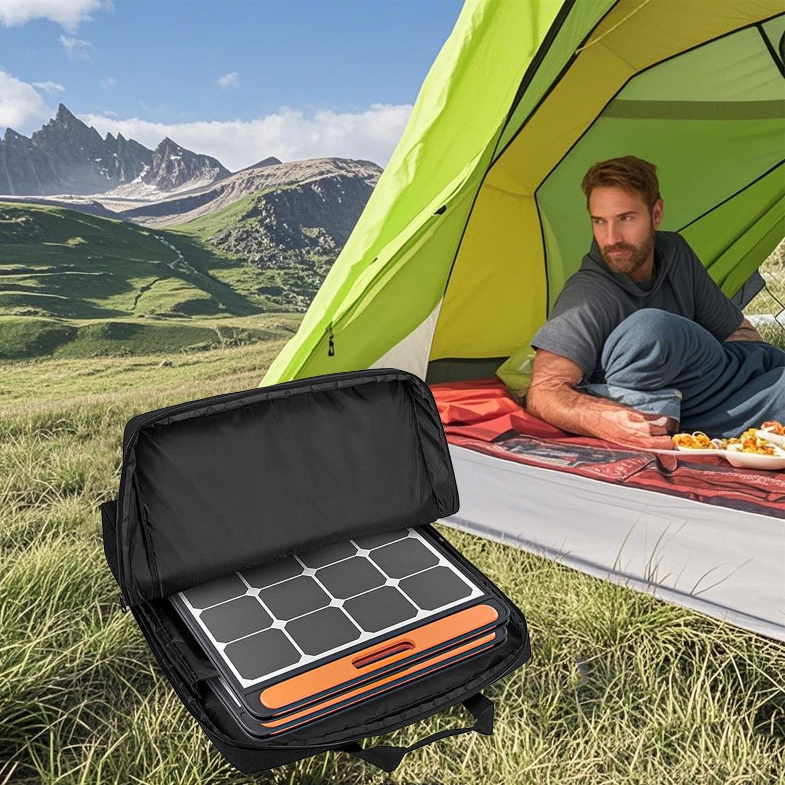 Generico Sac de rangement pour panneau solaire, double couche au niveau | Organiseur rembourré imperméable portable avec plusieurs poches et bandoulière pour la maison