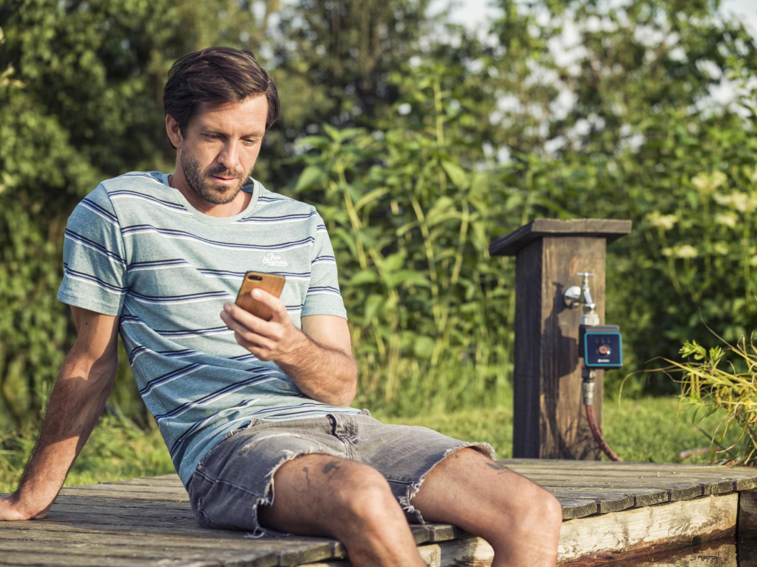 Gardena sterownik nawadniania za pomocą aplikacji Bluetooth®: Autom. nawadnianie ogrodu i balkonu, konfig. za pomocą aplikacji, cykle nawadniania w 3 harmonogramach, zasięg 10 m (01889-20)