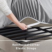 Vista 49 de Empyrean Charcoal Grey Extra Deep Pocket Fitted Sheet Full Size, Hotel Luxury Deep Pocket Full Size Fitted Sheet Only Easily Fits 18 to 24 Inch