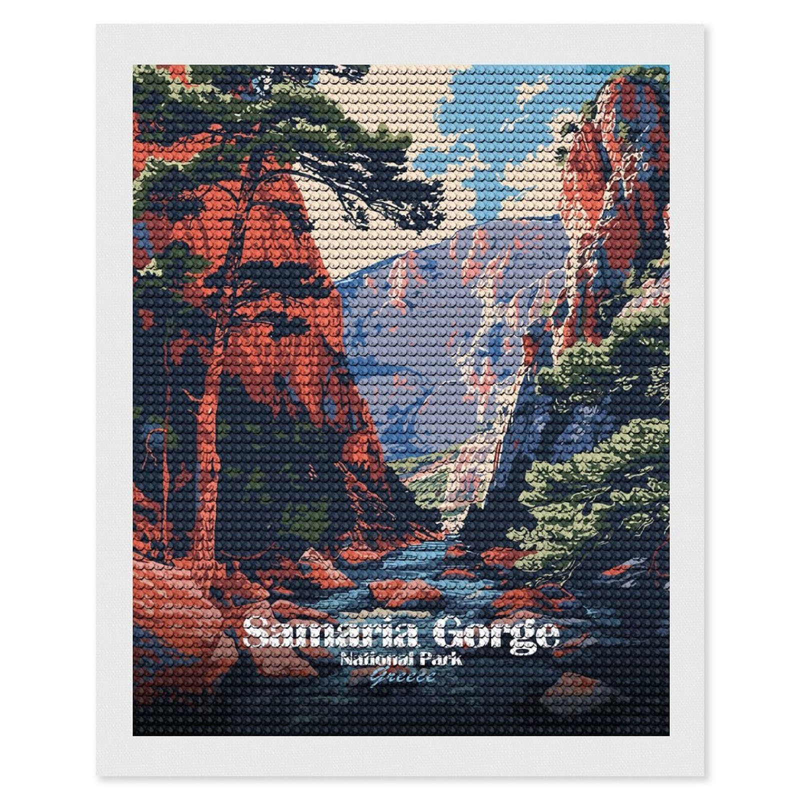 Junmoney Samaria Gorge National Park Greece Diamond Painting Set 16"x20", for Beginners, Modern Decor, Simple to Start, Gift Idea, Pleasing Wall Art Project