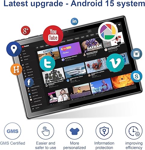 Miniatura 3 de BYYBUO Tablet Android 14, tablet de 10.1 pulgadas con estuche, 6GB RAM 64GB ROM procesador de cuatro núcleos batería de 5000mAh, pantalla táctil IPS