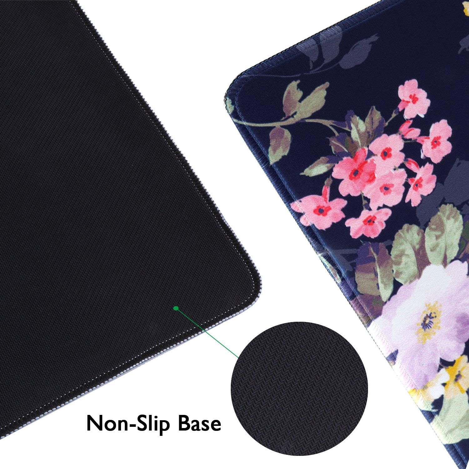 iLeadon Desk Pad Protector, Large Gaming Mouse Pad 35.1 x 15.75-inch 2.5mm Thick, Cute Desk Decor, Office Desk Writing Pad with Non-Slip Rubber Base for Home Office Work Accessories, Navy Blue Rose