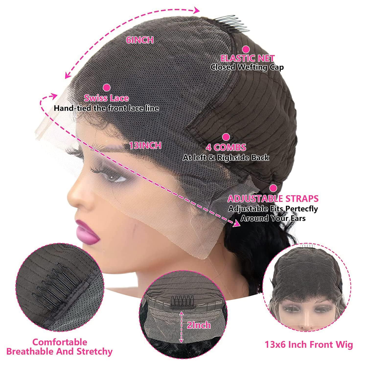 13x6 Straight Lace Front Wigs - Human Hair HD Transparent Lace Frontal Wigs for Black Woman - Brazilian Glueless Wigs - Pre Plucked Natural Color 36 Inch