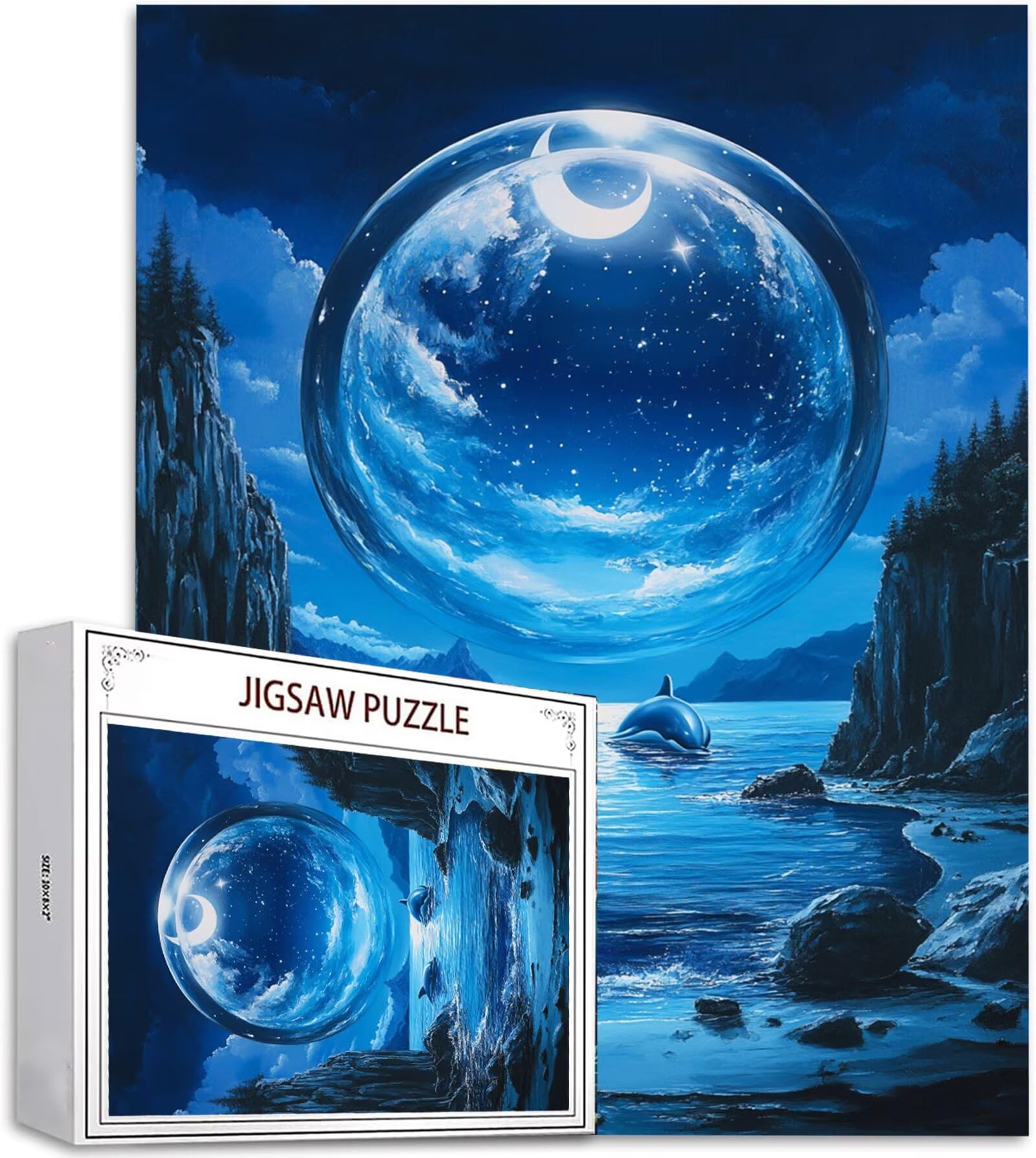 Puzzle 2000 Pezzi, 3 4 5 Anni Puzzle Luna 6 7 8 Anni Giochi Educativi Sostenibili Con Motivi Per Adulti Da Gioco in Legno Di Alta Qualità Jigsaw Delfino per Gioco Familiare, 2026 Regalo Natale H-2309