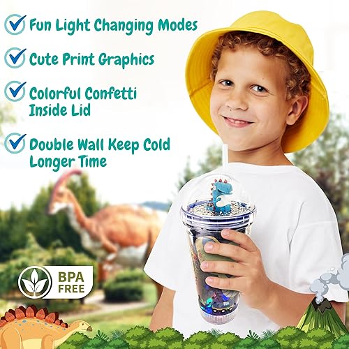 Miniatura 3 de Vasos luminosos para fiestas infantiles, vaso mágico con luz LED que brilla en la oscuridad, botella de agua de 16 onzas con tapas y popotes