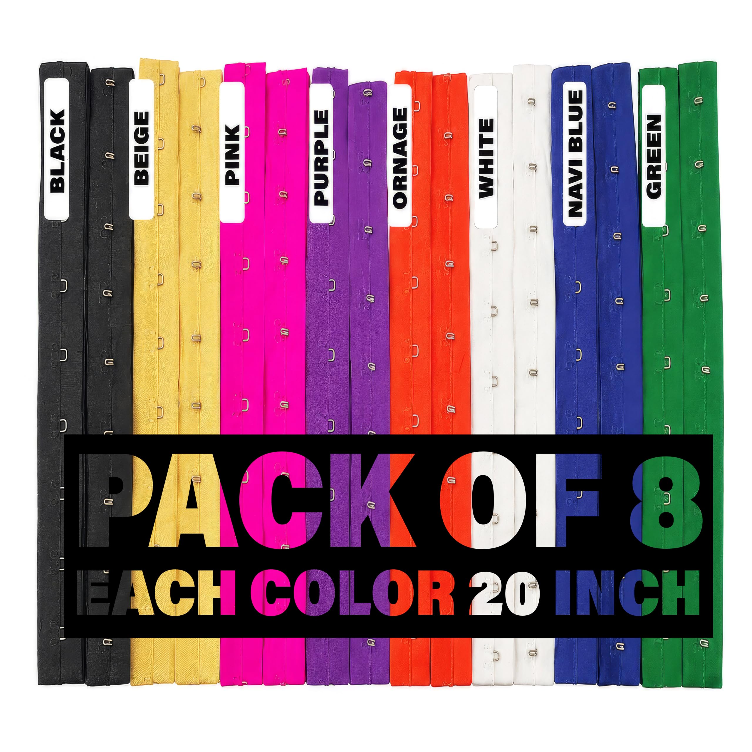 Hook & Eye Patti for Blouse Stitching – Pack of 8 (20 Inches Each Color) | 8 Assorted Colours, Rust Proof Metal, Secure Hook Closure, Evenly Spaced Hooks, Easy to Stitch-image-48