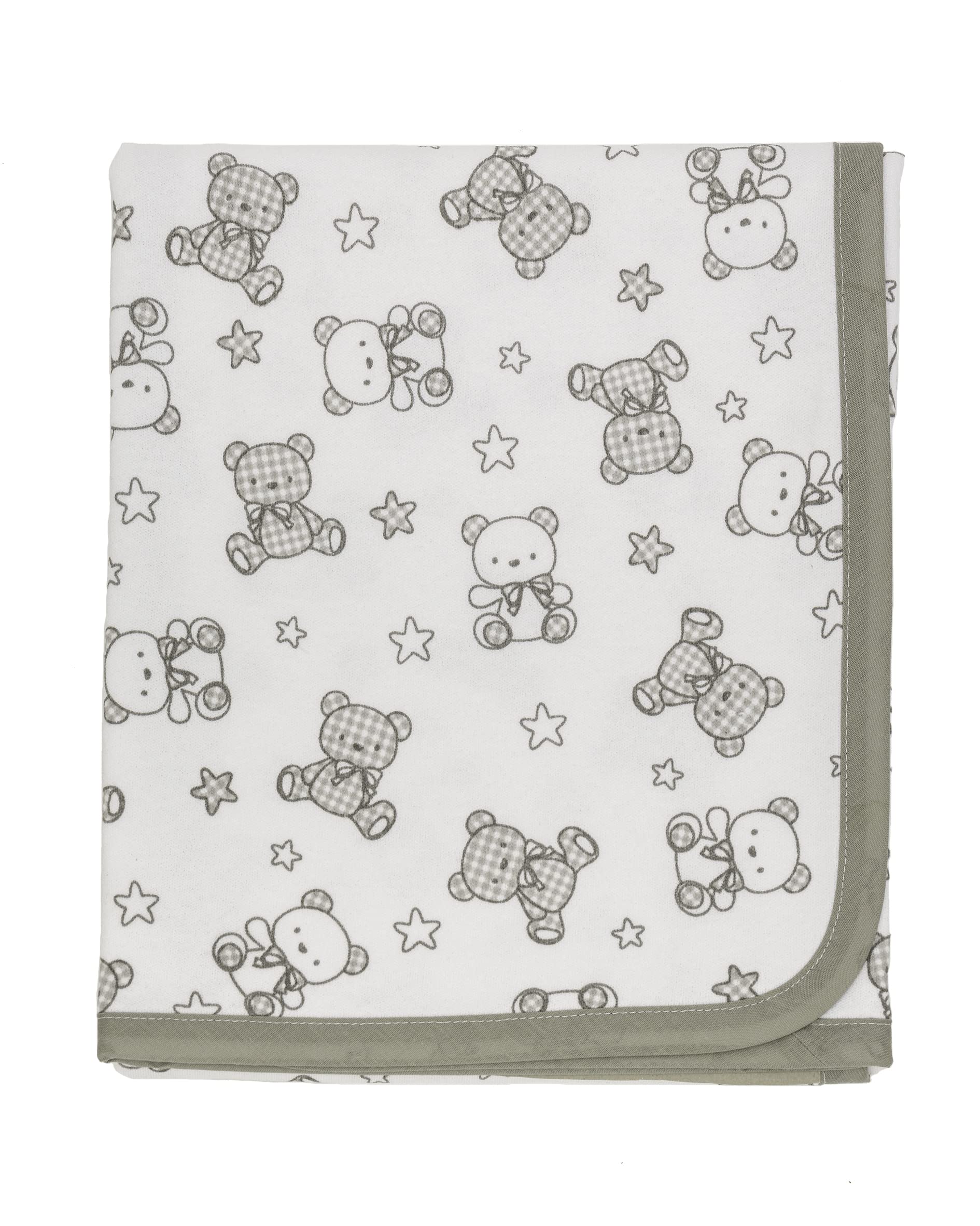 Ti TIN Soft, absorbent baby blanket, 80 x 75 cm, crawling blanket made of 100% cotton with double-layered fabric, baby blanket for car, cradle, pram, baby seat, etc., motif: teddy bear, colour: brown