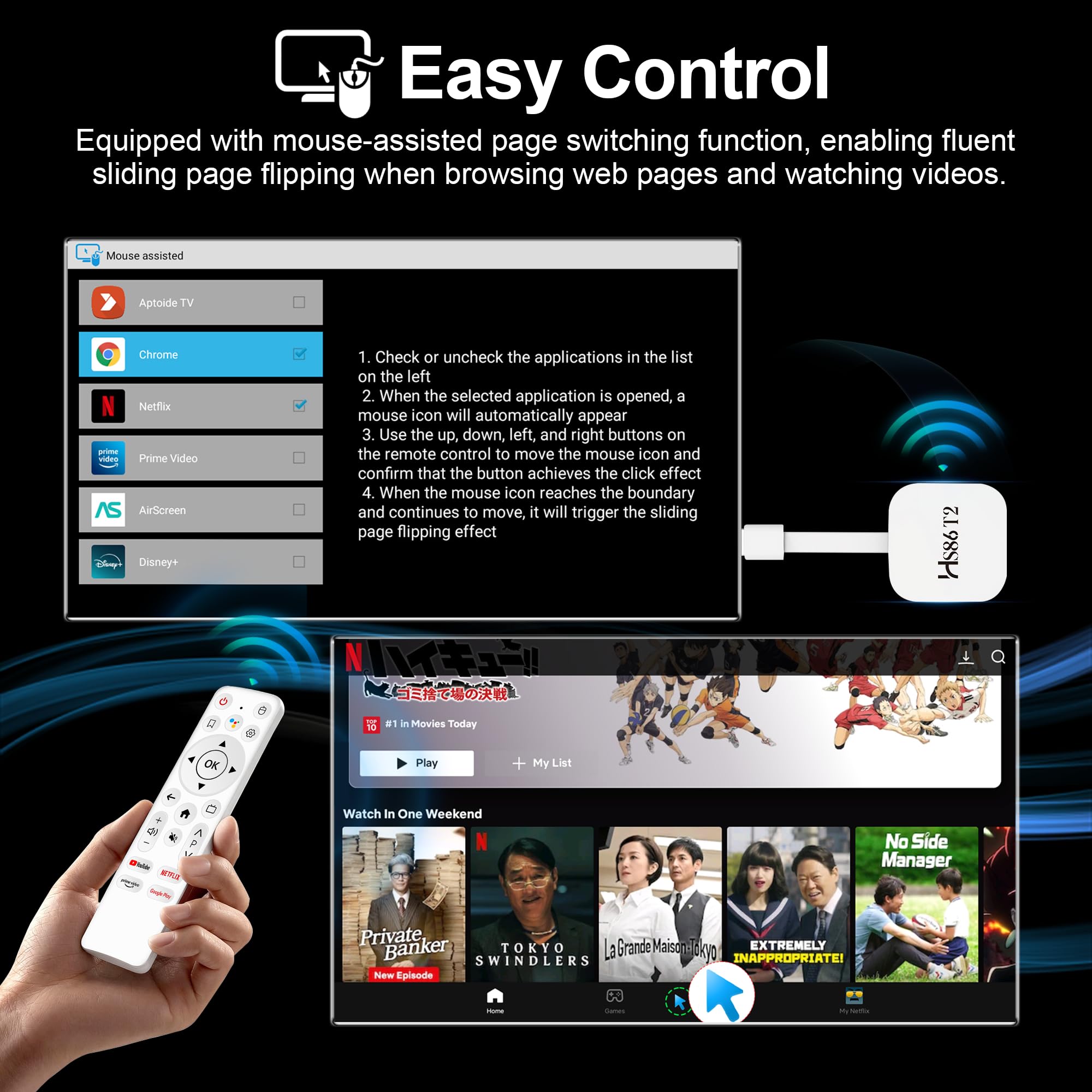 Smart TV Stick Android 14.0 2026 4K @60fps Ultra HD TV Stick Android Box 2GB RAM 16GB ROM RK3518 Processore Dual WiFi 6 2.4G/5G BT5 HDR10+ USB2.0 HDMI 2.0 con Bluetooth Voice Remote