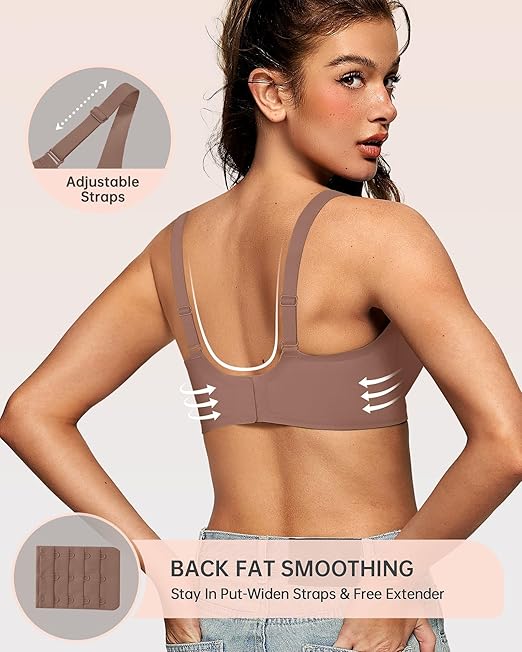 OEAK Womens Deep V Bras Wireless Comfortable Bra Supportive No Underwire Bras Tshirt Push Up Bralettes