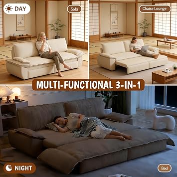 73 Queen Pull Out Sofa Bed, 3-in-1 Convertible Sleeper Sofa, Sturdy Steel Frame Pull Out Loveseat Sleeper, Small Pull Out Couch with Washable Velvet Corduroy Covers for Small Spaces, (Camel)