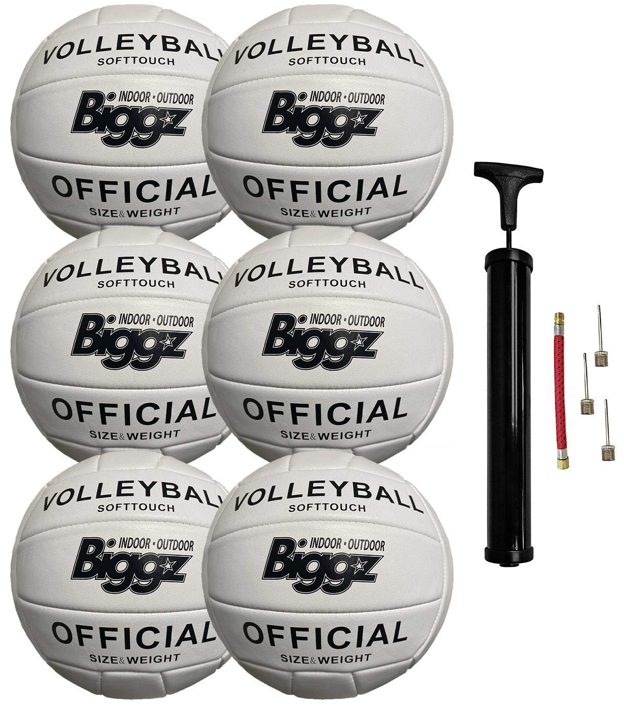 Biggz - Bolas de voleibol (6 unidades, piel suave al tacto, interior/exterior)
