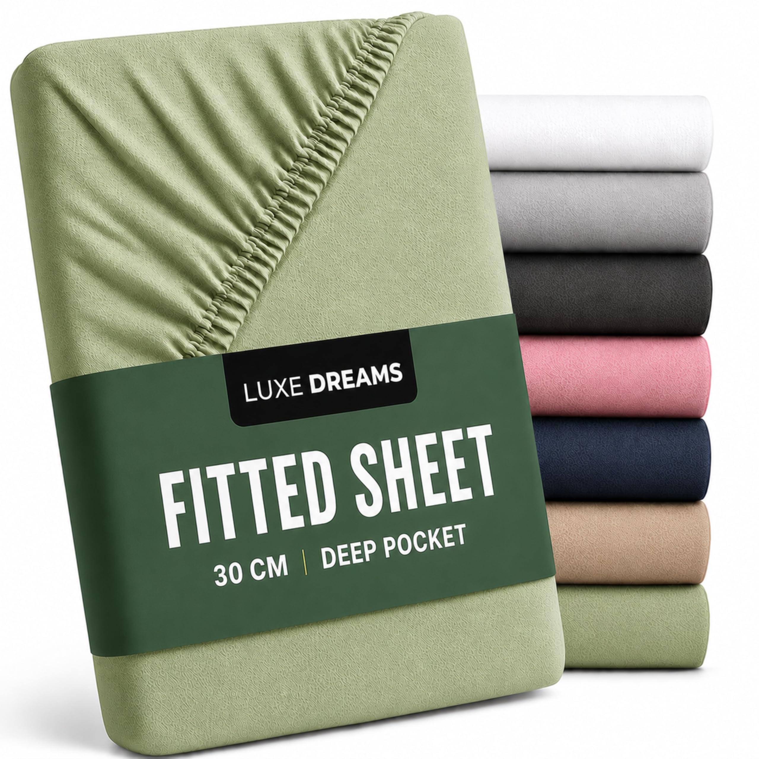 100% Cotton Single Fitted Sheet (90x190)cm 12 inches Deep Pocket Sage Green