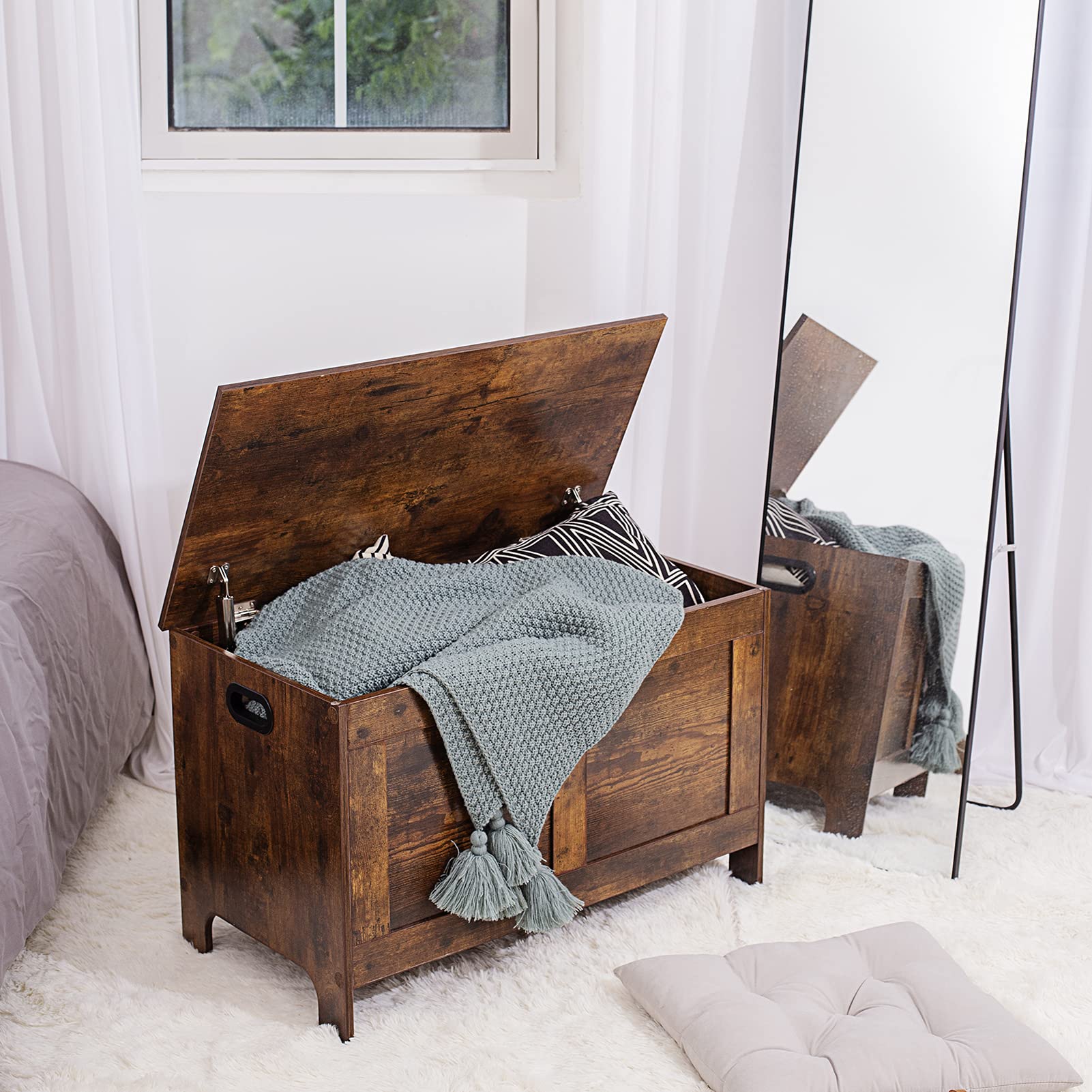 DINZI LVJ Storage Chest, Lift Top Toy Box with 2 Safety Hinges, Retro