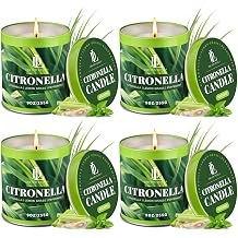 DL DREAMY DEWLA Citronella Candles Outdoor, Soy Wax 9 oz 4 Pack | Lemongrass scented, Citronella Essential Oil, 240-Hour Burn Time, Ideal for patios, backyard, camping, and summer outdoor use