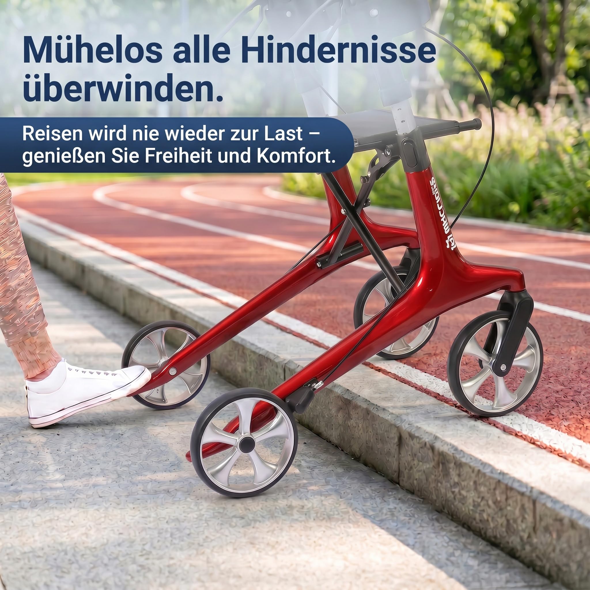 Carbon Rollator Faltbar und Leicht mit Sitz, Rollatoren Leichtgewicht Ultraleicht 5.9 kg, Indoor & Outdoor Gehhilfe für Senioren, Höhenverstellbar und Klappbar Rollator für Kofferraum