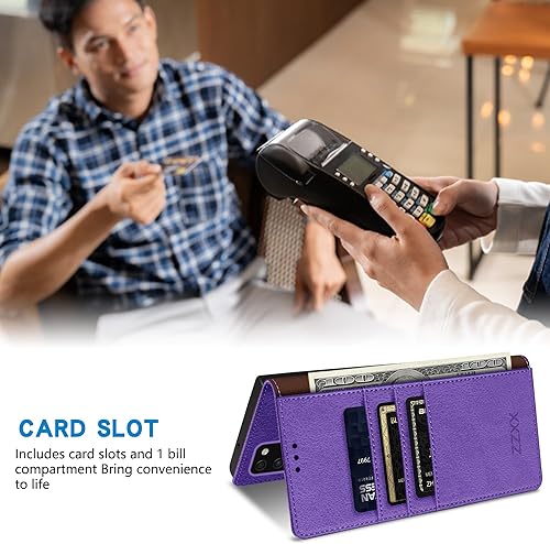 Miniatura 19 de ZZXX Funda tipo cartera para Samsung Galaxy A03S con bloqueo RFID, soporte de ranura para tarjetas, funda protectora de cuero magnético fuerte