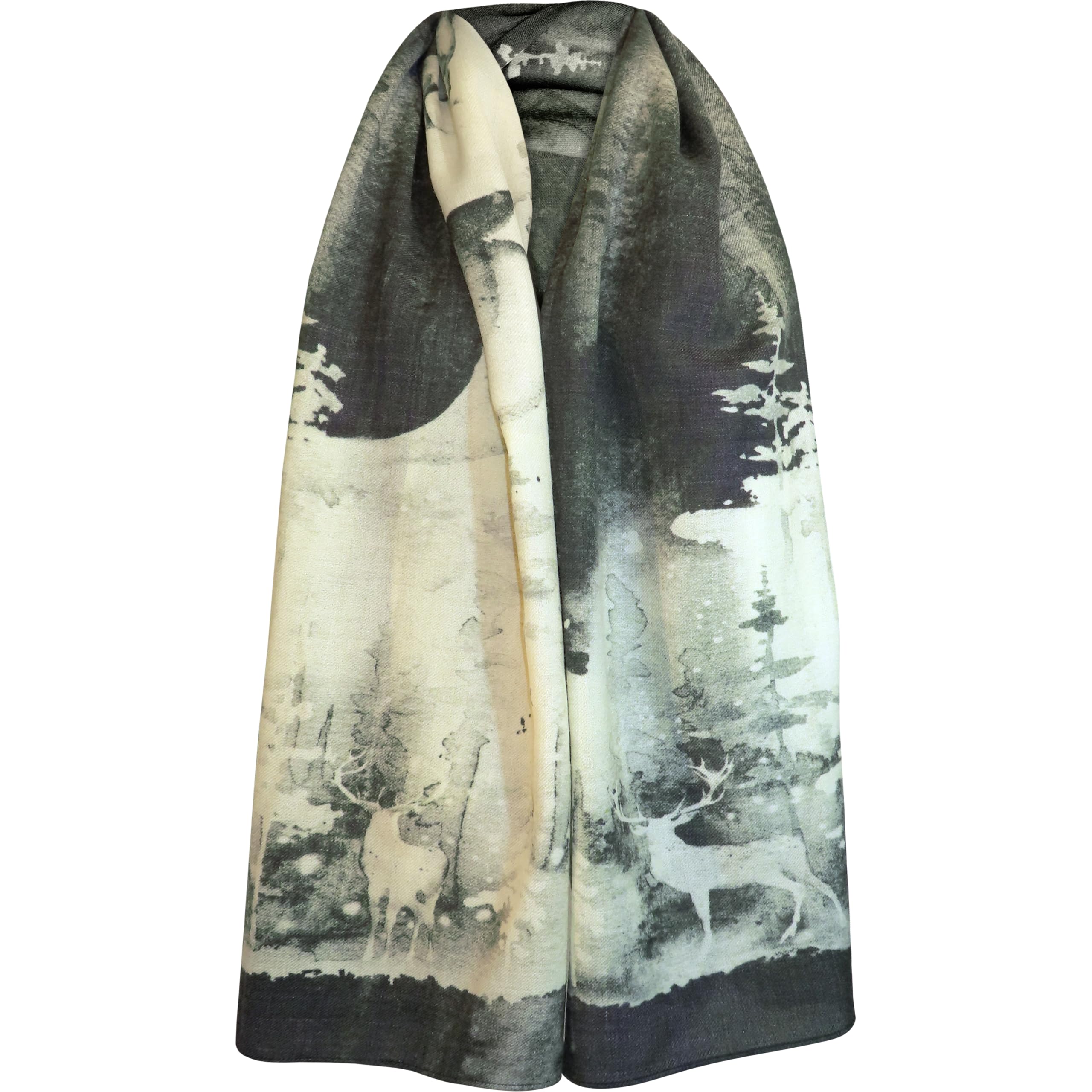 Alexandra Maxa Unisex Wollschal aus 100% Schurwolle – warmes Trachten- & Outdoor-Accessoire mit modernem Hirsch- oder Alpenmotiv – ideal für Lodenjacke, Jagd & Winter
