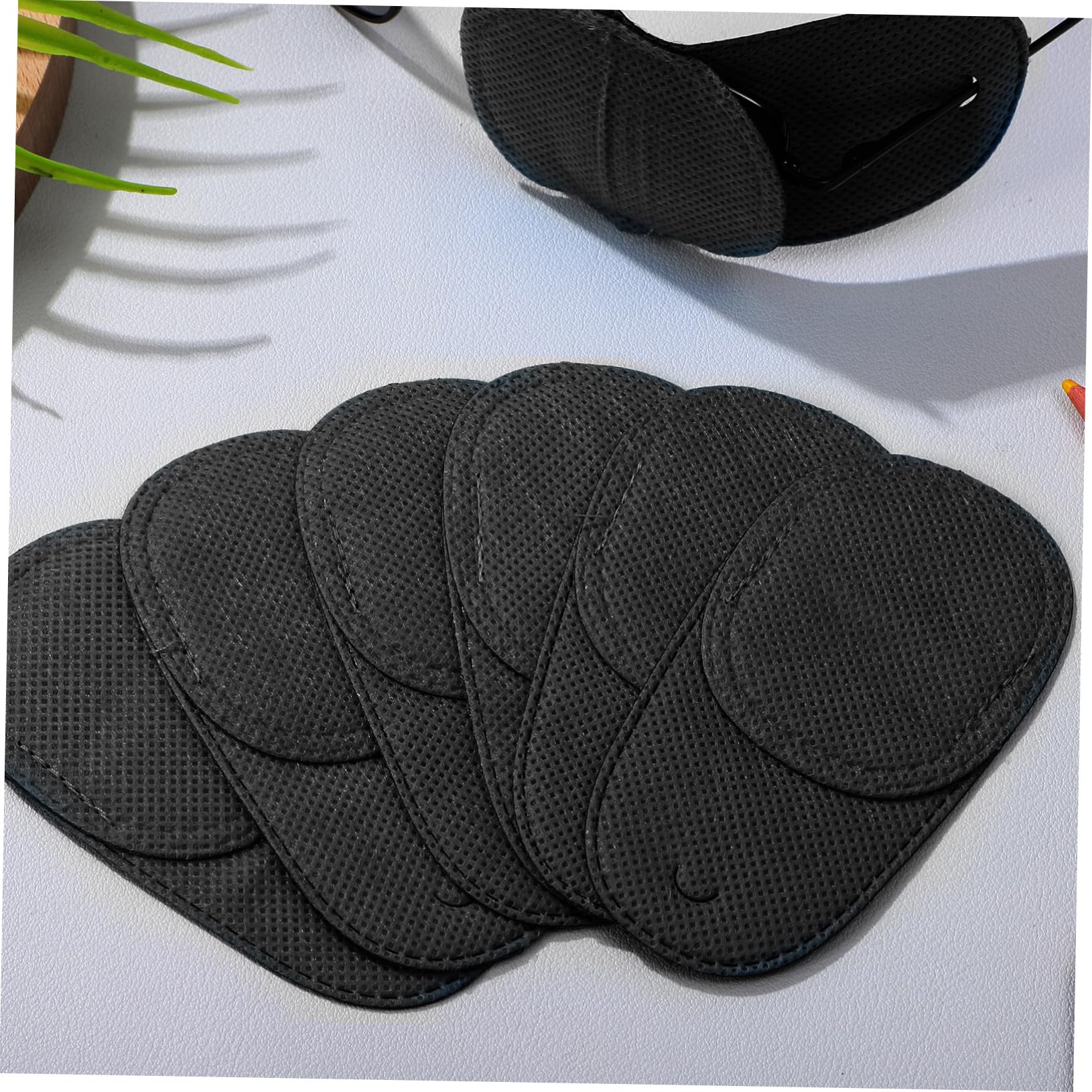 ORFOFE 12 Oculares Negros de Tela No Tejida Reutilizables para Ojos, Cómodos y Fáciles de Usar, Ideales para Viajes y Uso en Casa