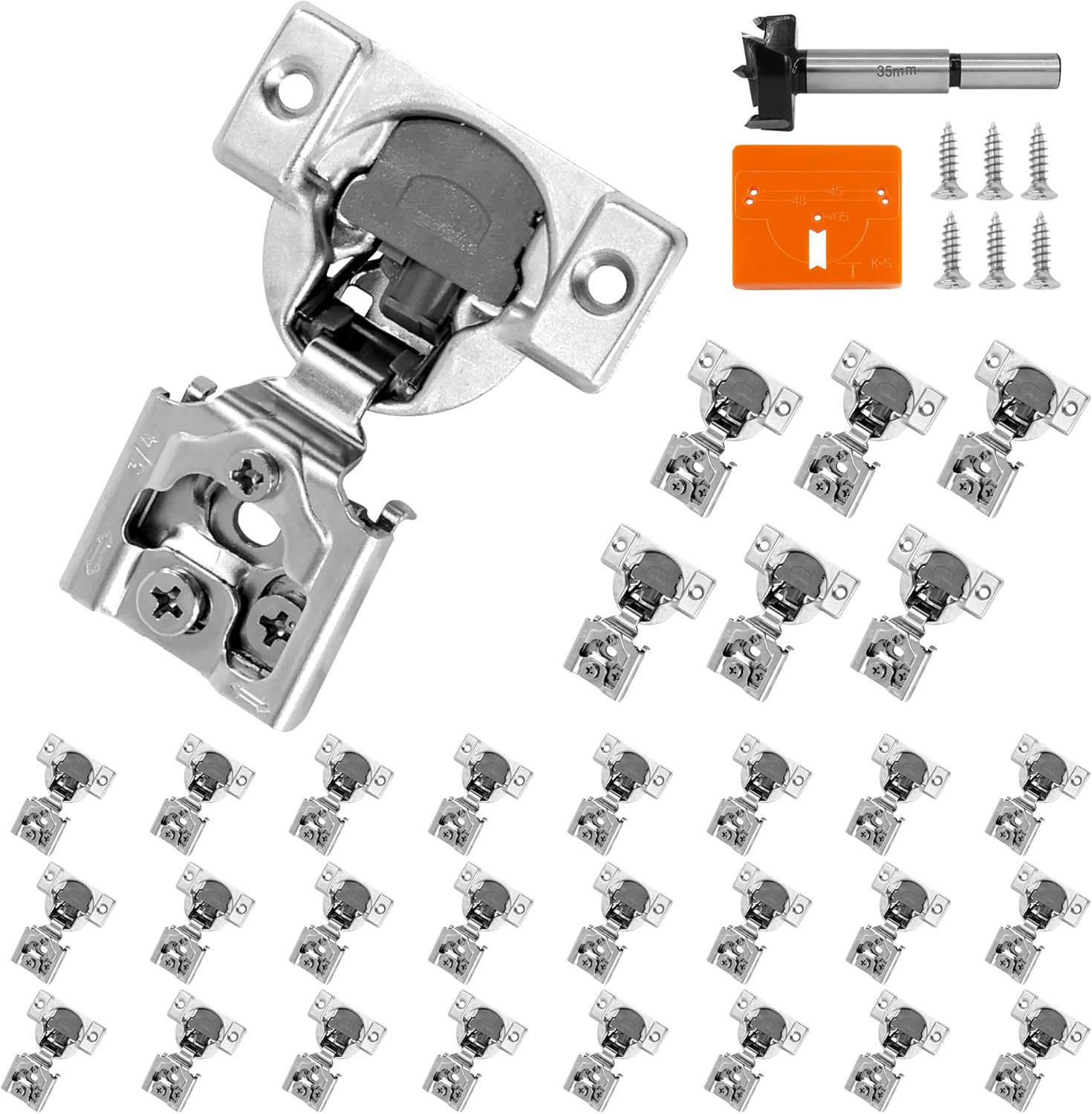 3/4 Inch Overlay Soft Close Cabinet Hinges, 30 Pack Slow Soft Close Hinges for Kitchen Cabinets Satin Nickel Hidden Self Closing Kitchen Cabinet Hinges for Cupboard