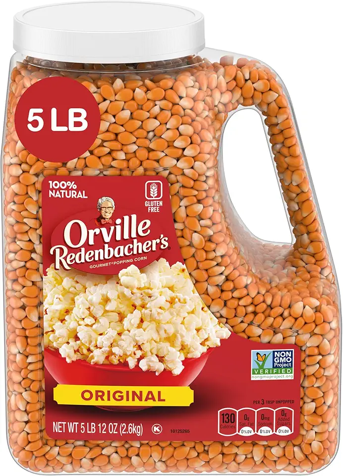 Orville Redenbacher's Gourmet Popcorn Kernels, Original Yellow, 4g Fiber Per Serving, Movie Night Supplies, 5 lb.