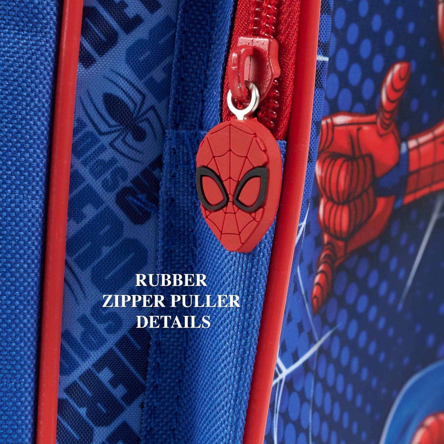 PERLETTI Spiderman Sac à Dos avec Roues pour Enfant - Sac à roulettes Amovible Garçon Bleu et Rouge École Maternelle - Cartable Léger Marvel Super Héro Homme Araignée Voyage Losisir - 36x25x12 cm