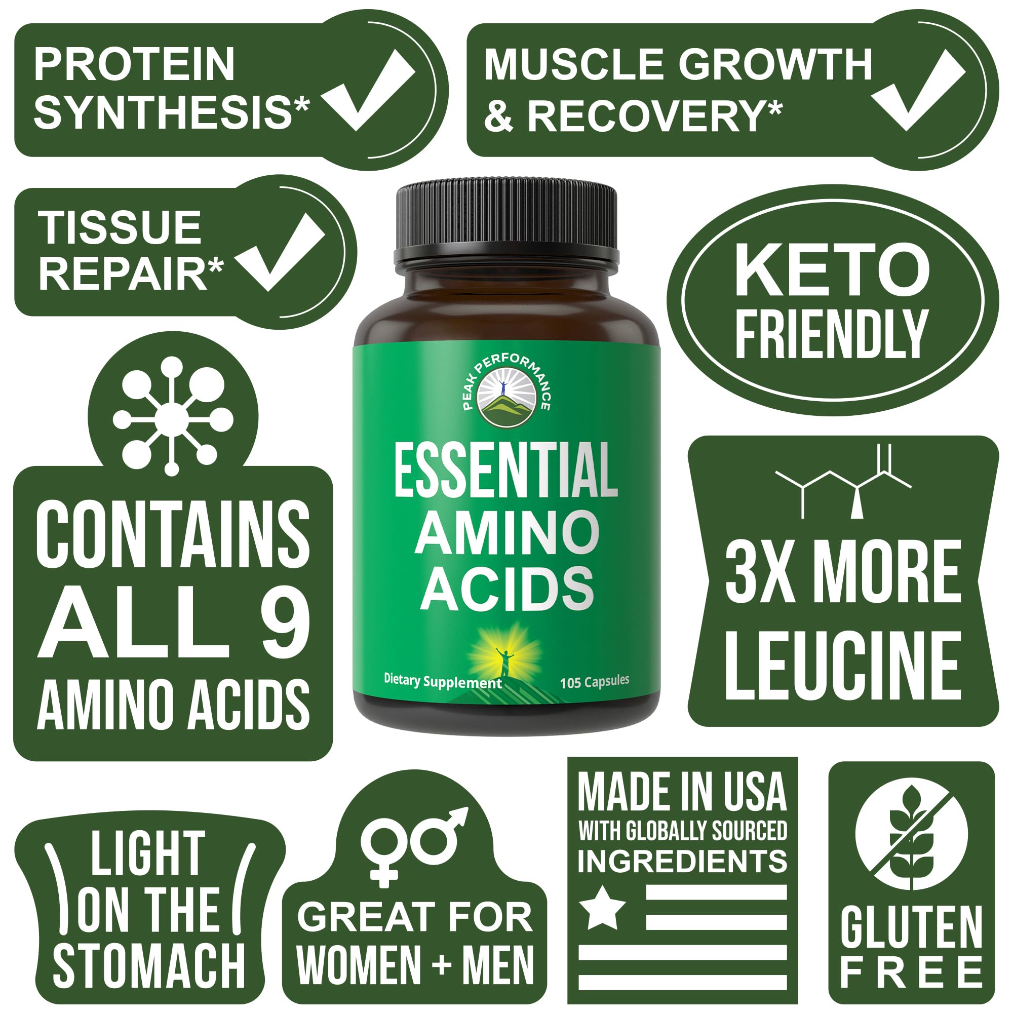 All 9 Essential Amino Acids Supplement. Capsules with 3X More Leucine — Amazon image 3