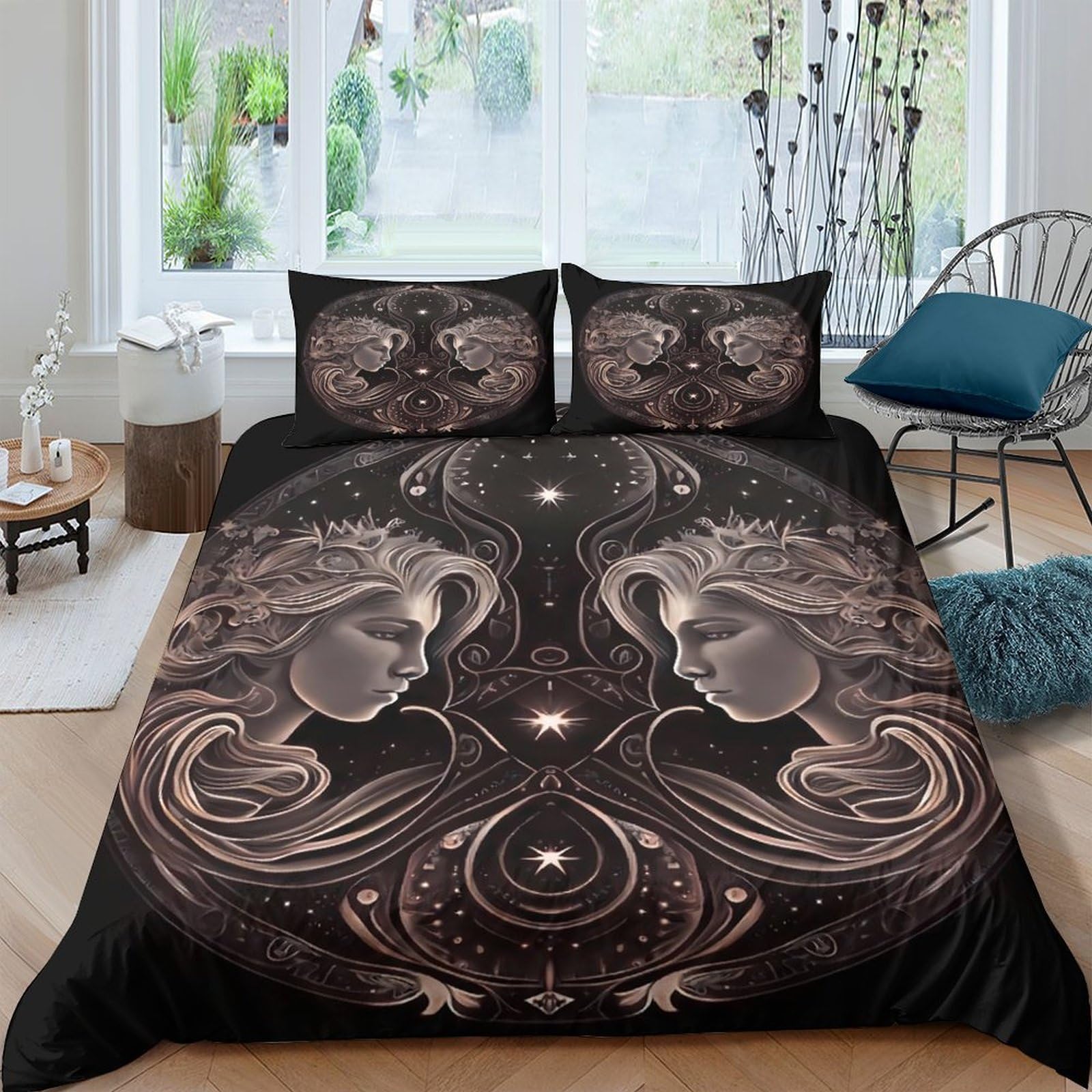 Ctjqhvkz Style-5 3D Printed Art Nouveau Fitted Sheet Microfiber Soft Abstract Face Mattress Cover For Bedroom Dorm Decorative Bedding Single（135X200cm）