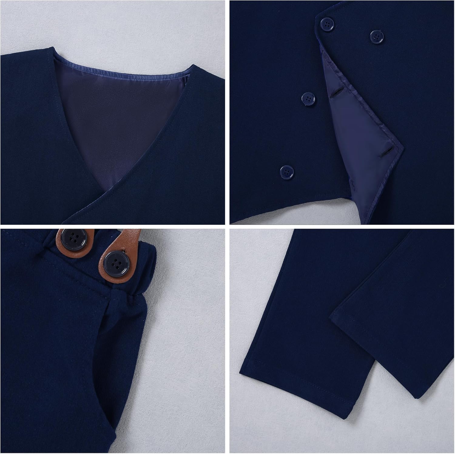 YALLET Boy Clothes Suits, Formal Dress Shirt with Bowtie+Vest+Suspender Pants Big Kid Gentleman Wedding Outfits 6-10 Years - Image 6