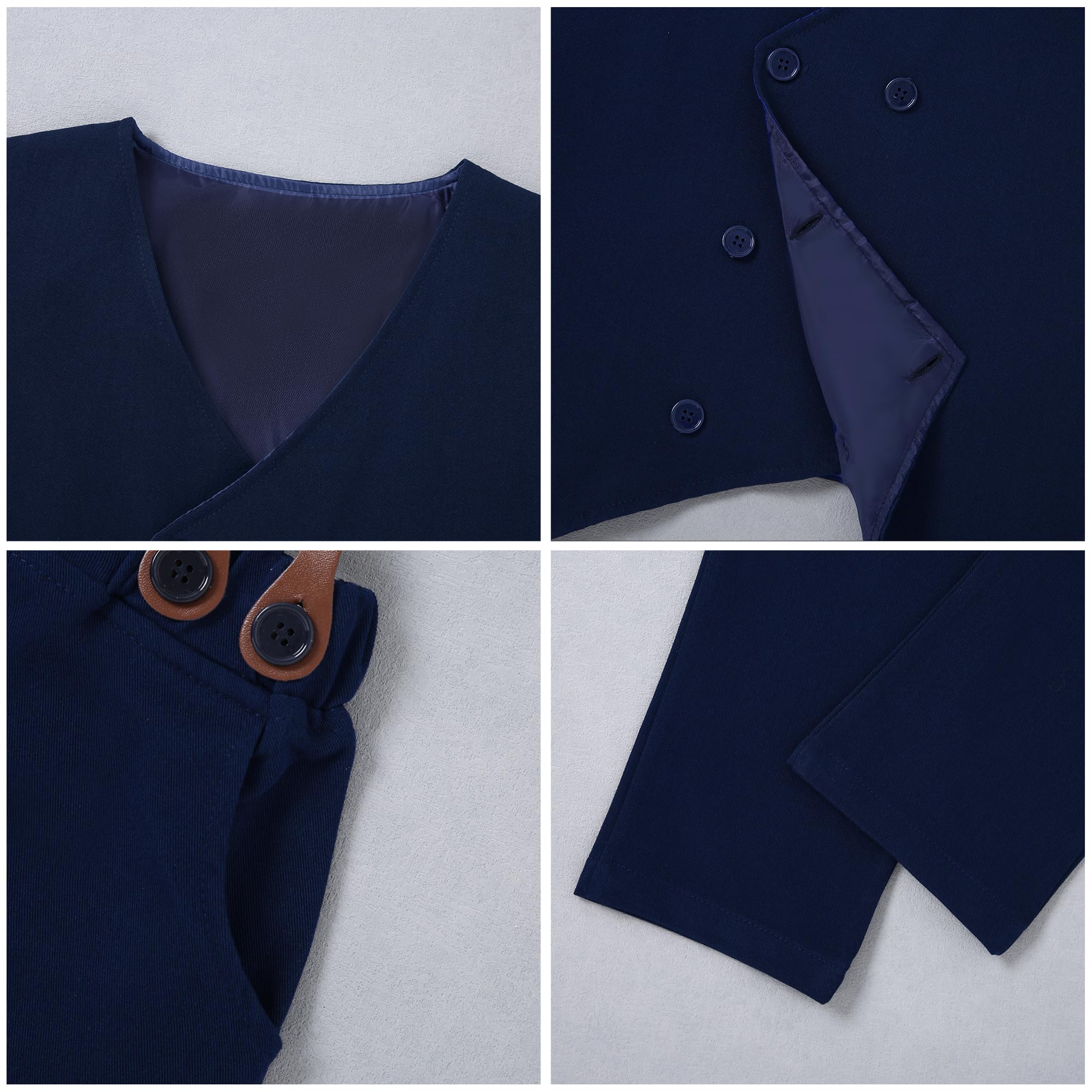 Jungen Anzug Gentleman Outfit 6-10 Jahre Festlich Bekleidungsset Taufanzug Hochzeitanzug Langarm Hemd Weste Bowtie Hosenträge