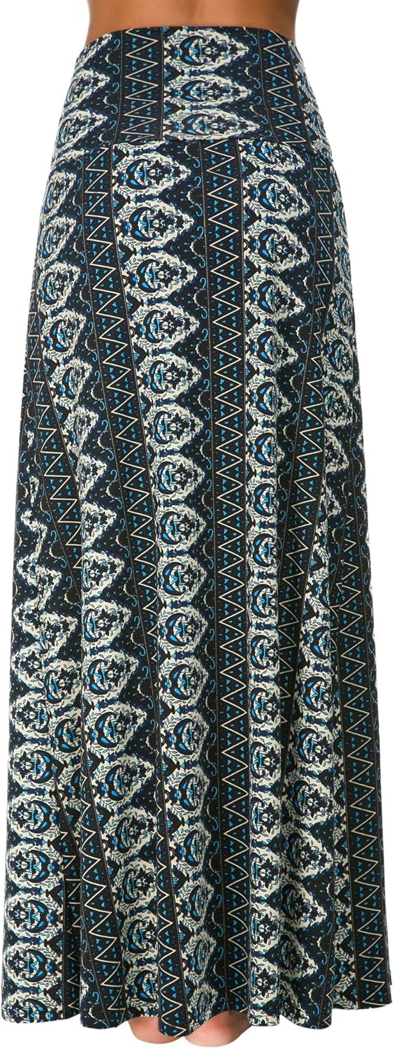 Urban CoCo Women's Stylish Spandex Comfy Fold-Over Flare Long Maxi Skirt - Image 5