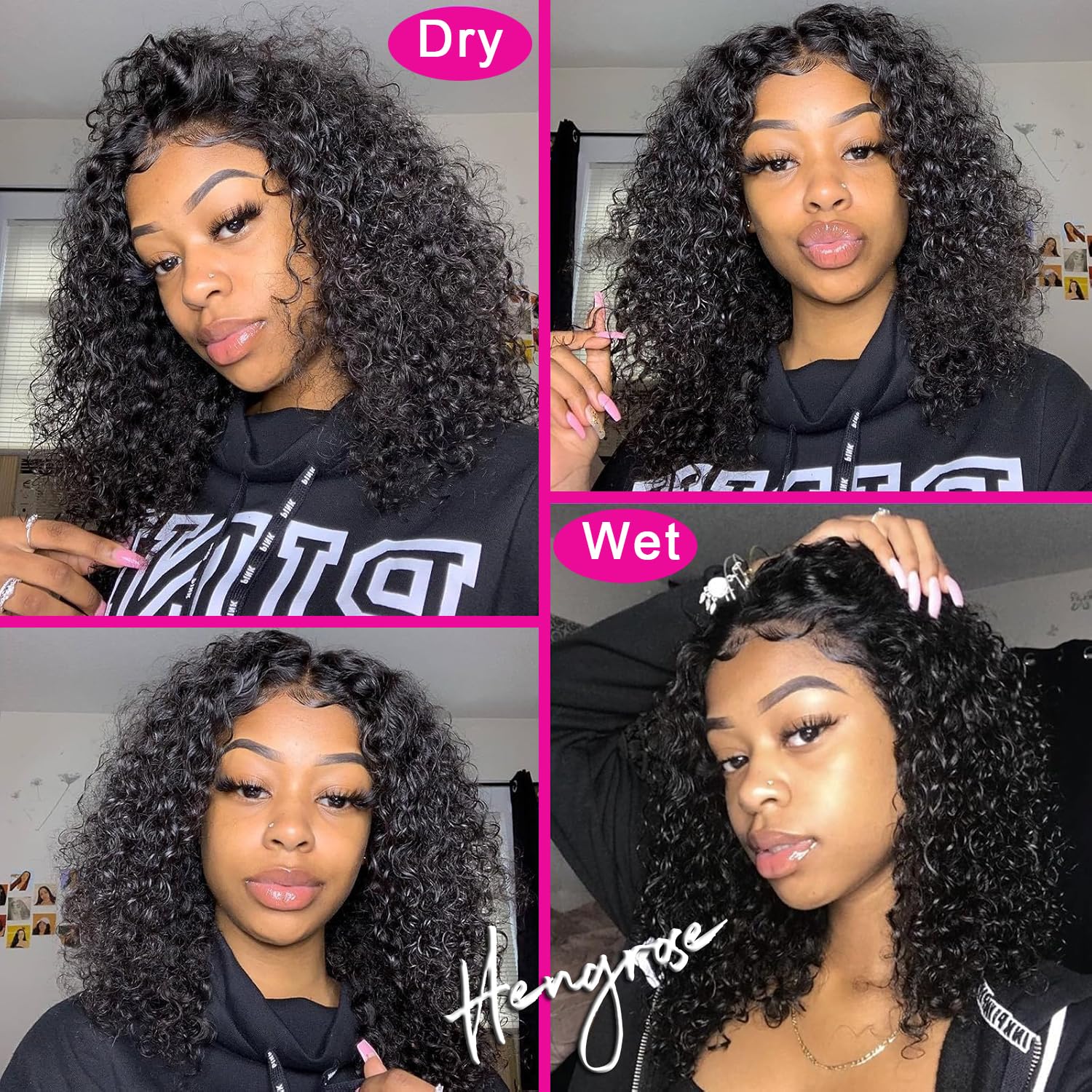 5x8 HD Lace Bob Wig Human Hair, Glueless Deep Wave Wig 14\