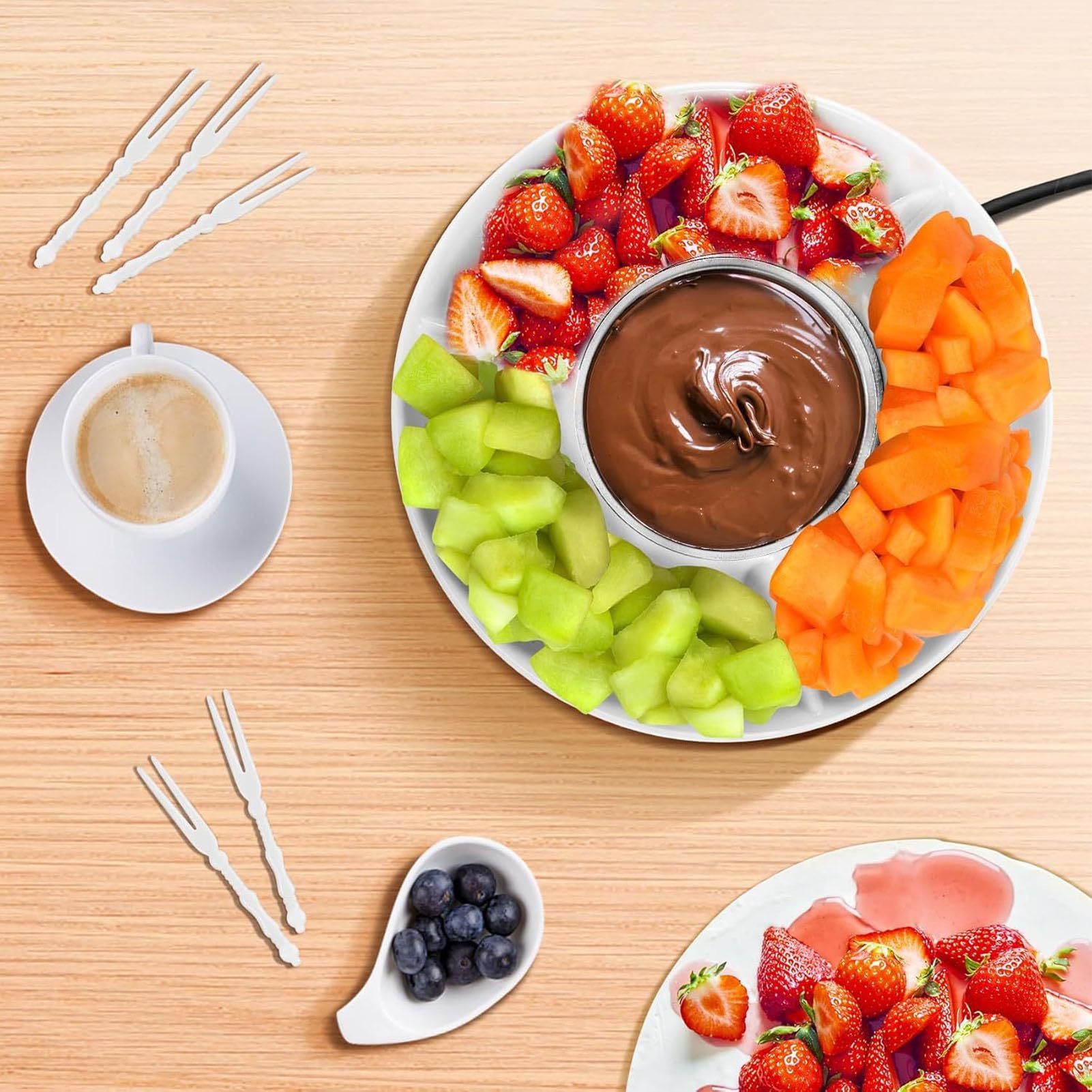 Pot à Fondue électrique au Chocolat, Chauffe-chocolat Fondant, Pot à Fondue au Fromage Fondu, Appareil à électrique pour Rendez-vous Nocturne, Fête, Réchauffement (Prise UE 220V)