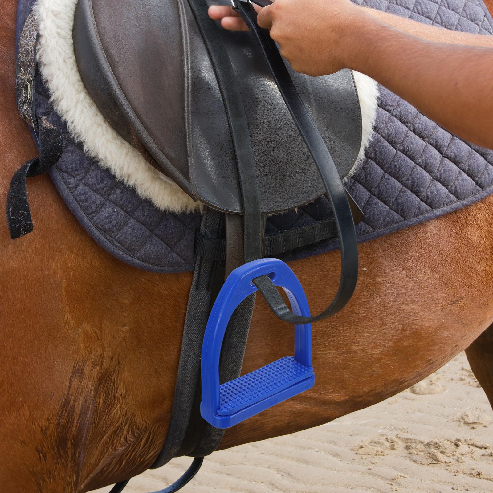 Staffe da Sella Inglesi 2 Pezzi in Plastica con Gomma Blu